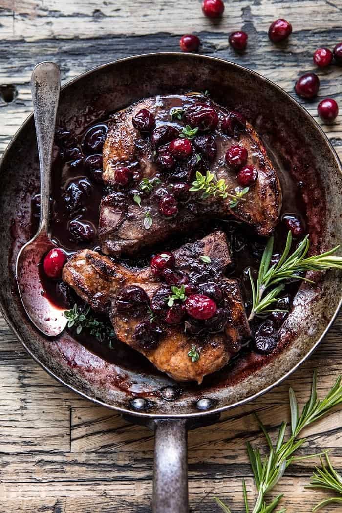 Roasted Cranberry Brown Sugar Pork Chops | halfbakedharvest.com @hbharvest