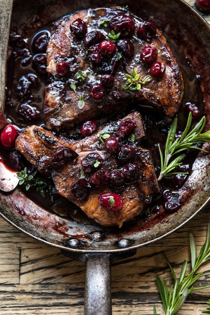 Roasted Cranberry Brown Sugar Pork Chops | halfbakedharvest.com @hbharvest
