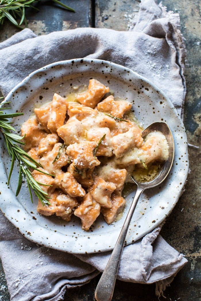 Sweet Potato Gnocchi with Rosemary Cream Sauce | halfbakedharvest.com @hbharvest