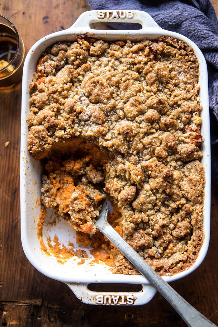 Cinnamon Streusel Swirled Maple Sweet Potato Casserole | halfbakedharvest.com @hbharvest