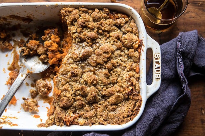 Cinnamon Streusel Swirled Maple Sweet Potato Casserole | halfbakedharvest.com @hbharvest