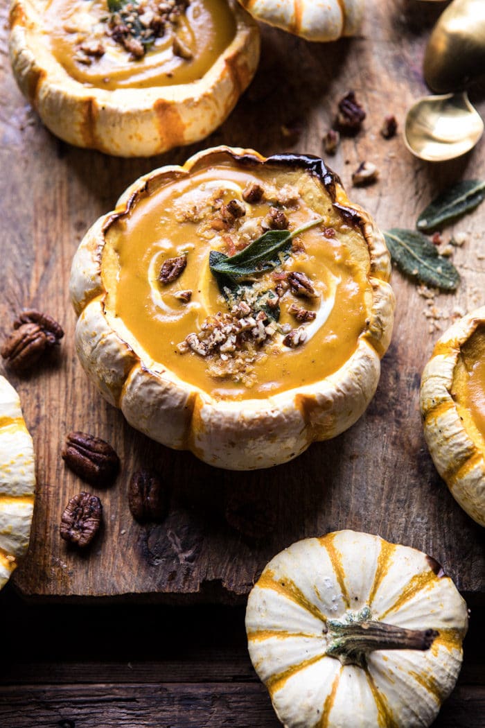 Cream of Pumpkin Soup with Maple Pecans | halfbakedharvest.com @hbharvest