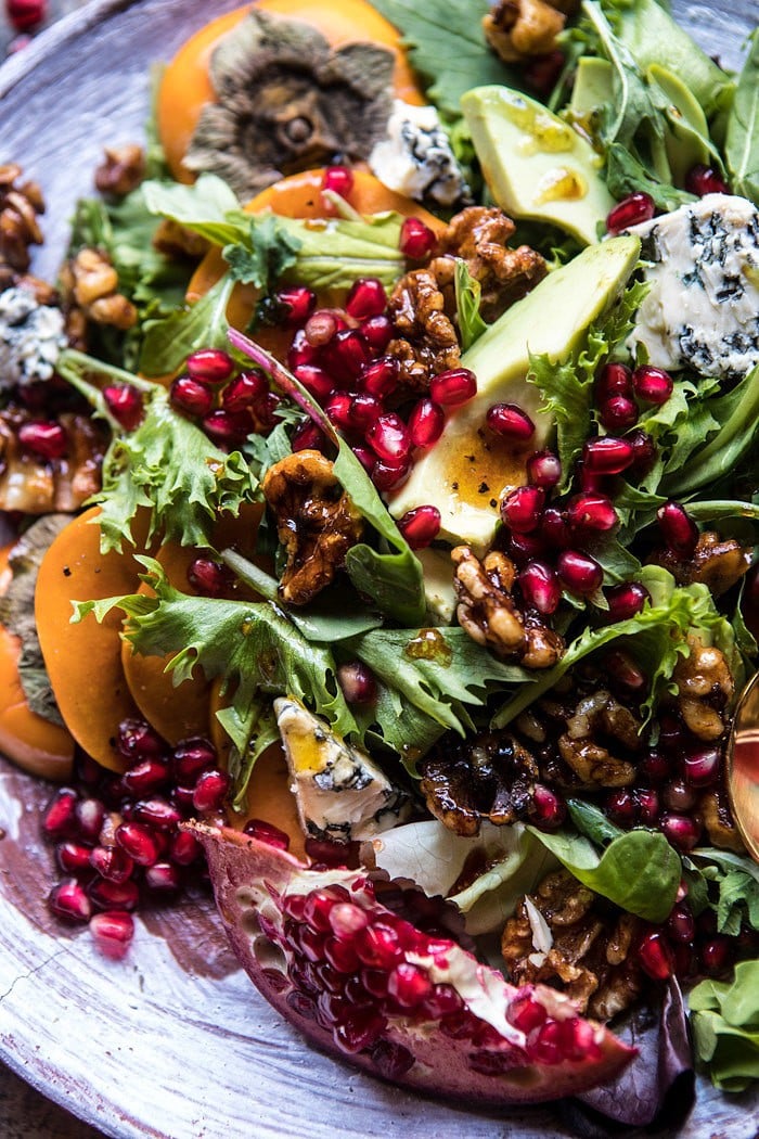 Pomegranate Avocado Salad with Candied Walnuts | halfbakedharvest.com @hbharvest