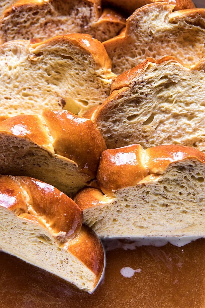 Baked Cinnamon Creme Brulee French Toast with Raspberry Preserves | halfbakedharvest.com @hbharvest