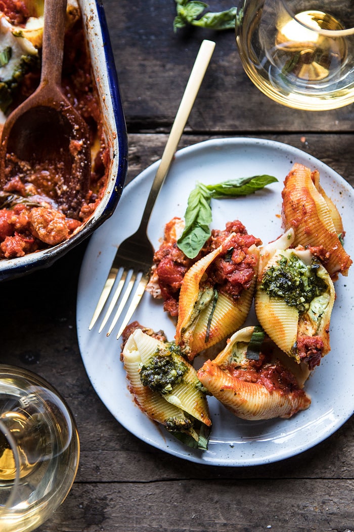 Pesto Cheese Stuffed Shells | halfbakedharvest.com @hbharvest