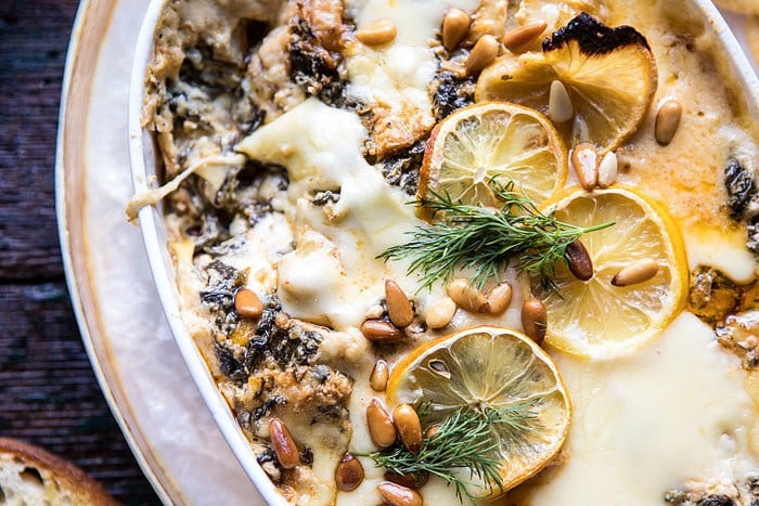 Roasted Lemon Spinach and Artichoke Dip | halfbakedharvest.com @hbharvest