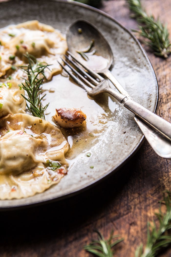 Seared Scallop Ravioli with Lemon Rosemary Butter Sauce | halfbakedharvest.com @hbharvest