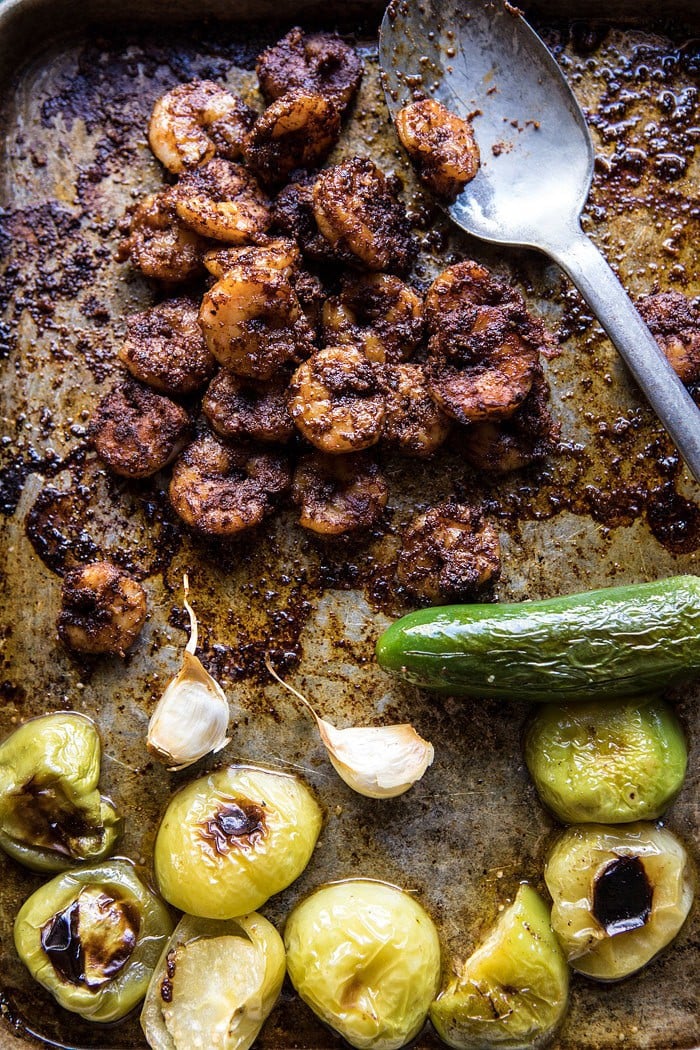 20 Minute Caribbean Shrimp Tacos with Roasted Jalapeño Pineapple Salsa | halfbakedharvest.com #tacos #shrimp #healthy #quick