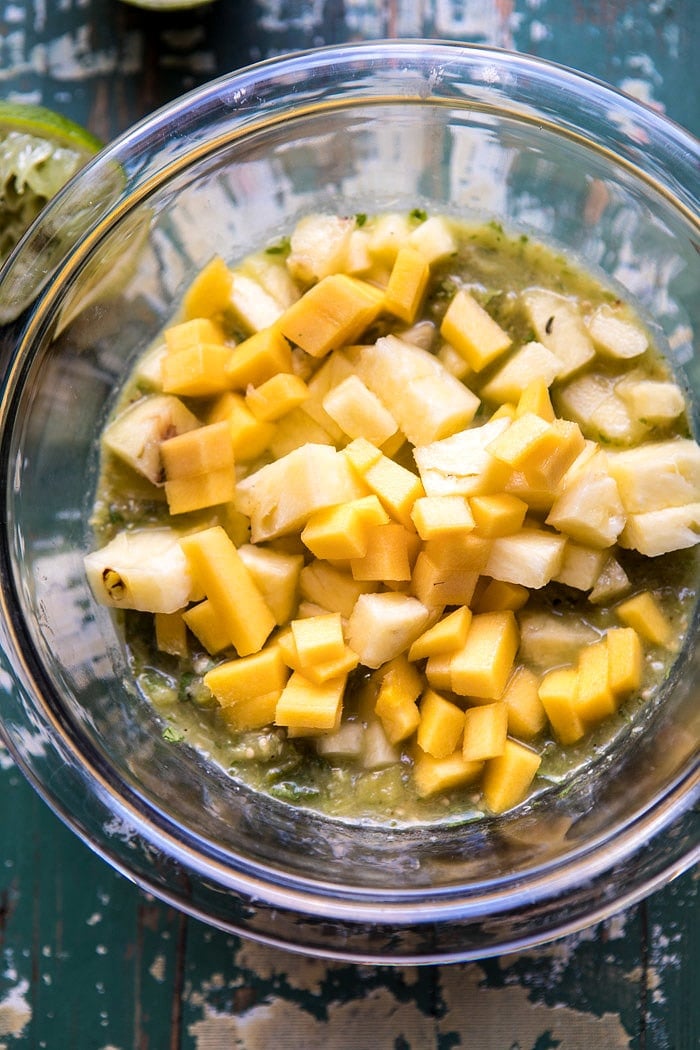 20 Minute Caribbean Shrimp Tacos with Roasted Jalapeño Pineapple Salsa | halfbakedharvest.com #tacos #shrimp #healthy #quick