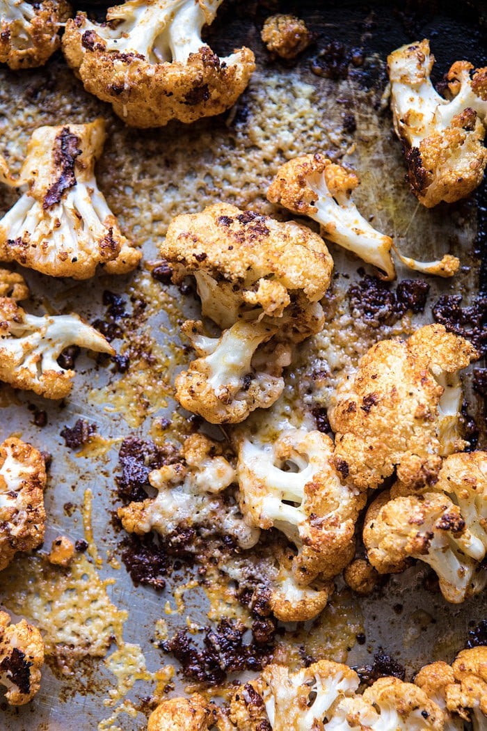 Spicy Cauliflower Cheese Bites with Tahini Ranch | halfbakedharvest.com #cauliflower #healthy #recipe