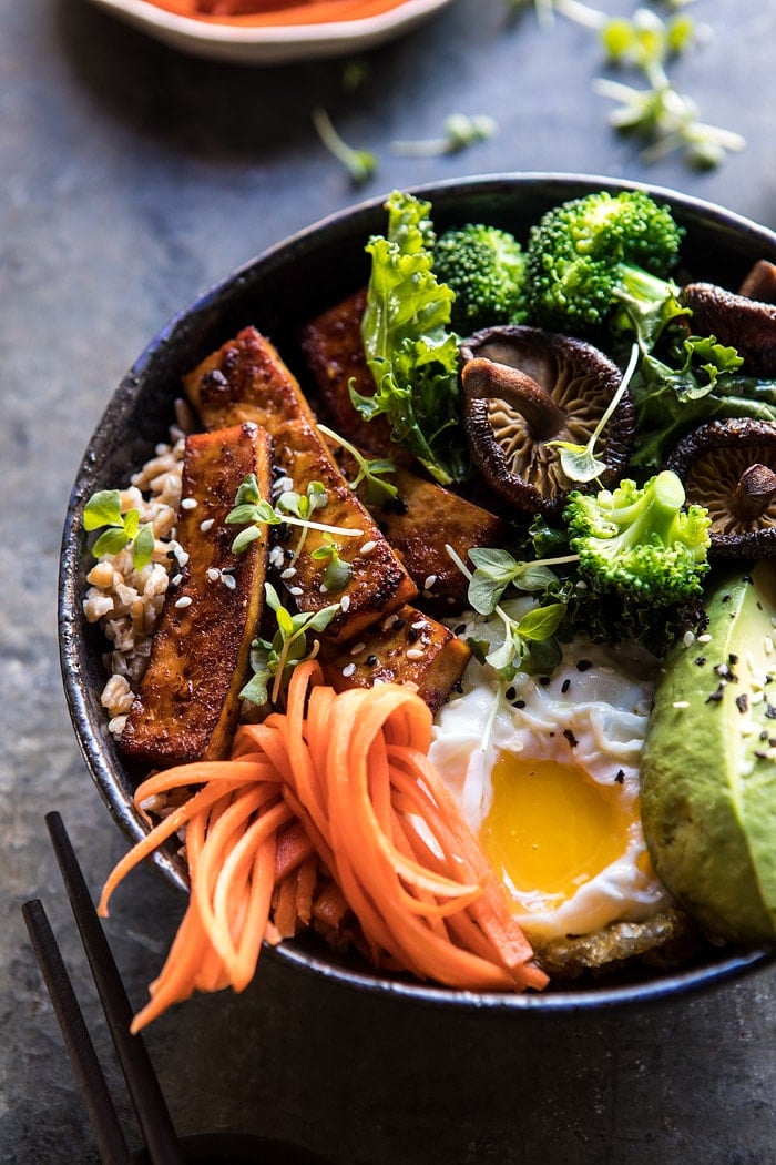 Superfood Bibimbap with Crispy Tofu | halfbakedharvest.com #vegan #healthy #korean #bowl #recipes