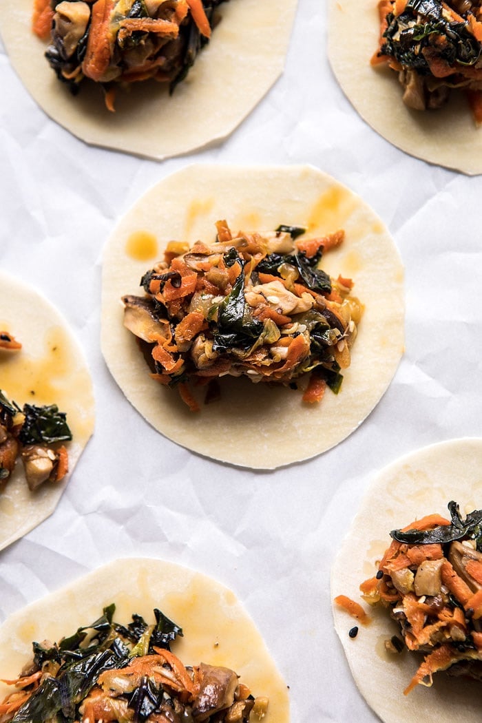 Homemade Vegetable Potstickers with Toasted Sesame Honey Soy Sauce | halfbakedharvest.com #vegan #recipes #healthy #homemade