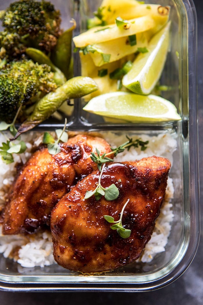 Meal Prep Tropical Jerk Chicken and Gingered Broccoli | halfbakedharvest.com #mealprep #recipes #chicken #healthy