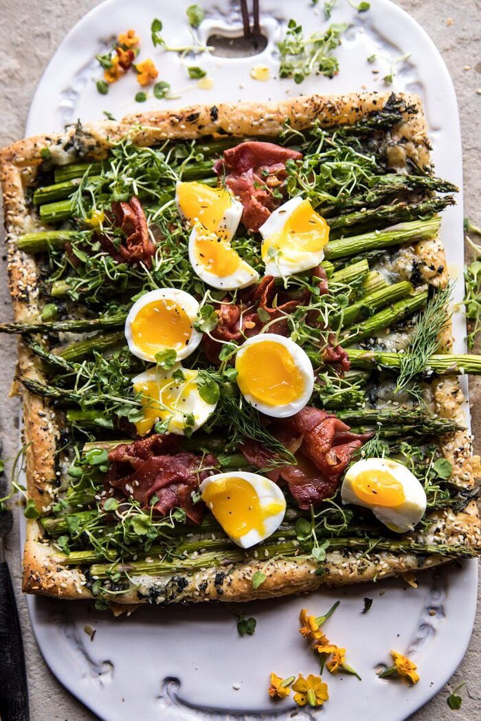 Asparagus, Egg, and Prosciutto Tart with Everything Spice | halfbakedharvest.com #spring #tart #brunch #asparagus