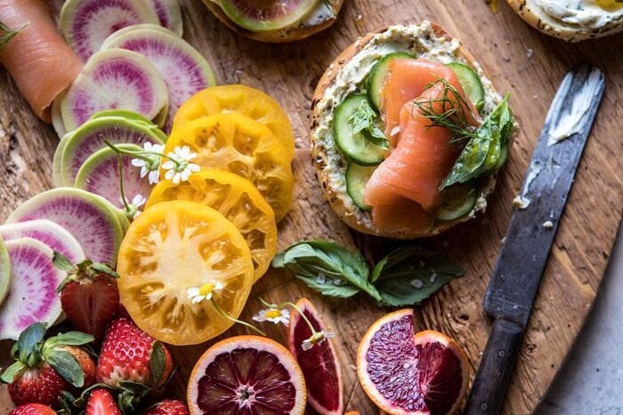 Bagel and Smoked Salmon Bar | halfbakedharvest.com #brunch #spring #mothersday #easter