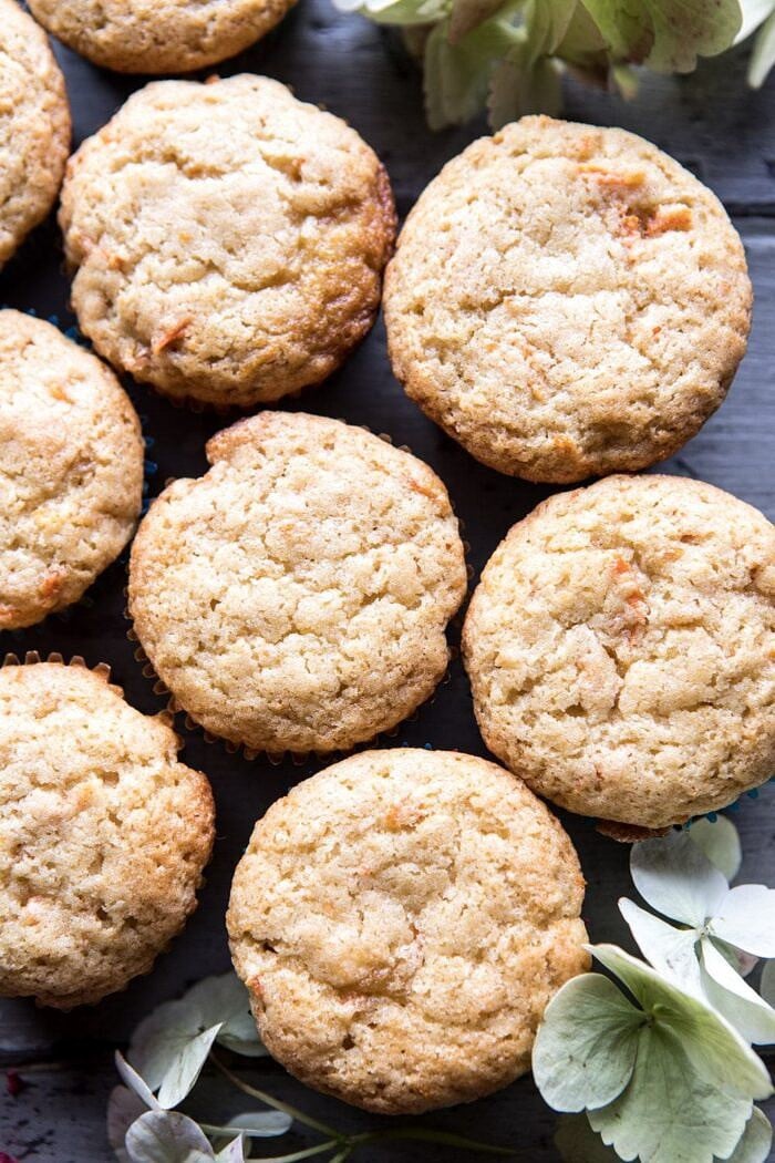 Hydrangea Flower Carrot Cake Cupcakes | halfbakedharvest.com #cupcakes #spring #easter