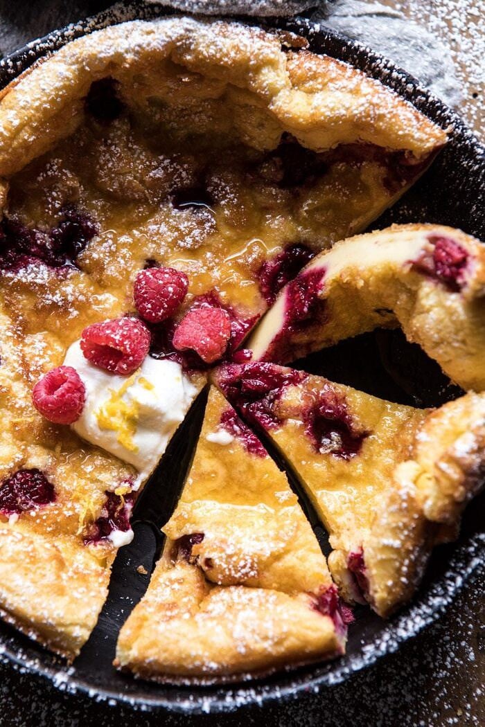 Raspberry Lemon Ricotta Dutch Baby | halfbakedharvest.com #brunch #breakfast #easter #summer #recipes
