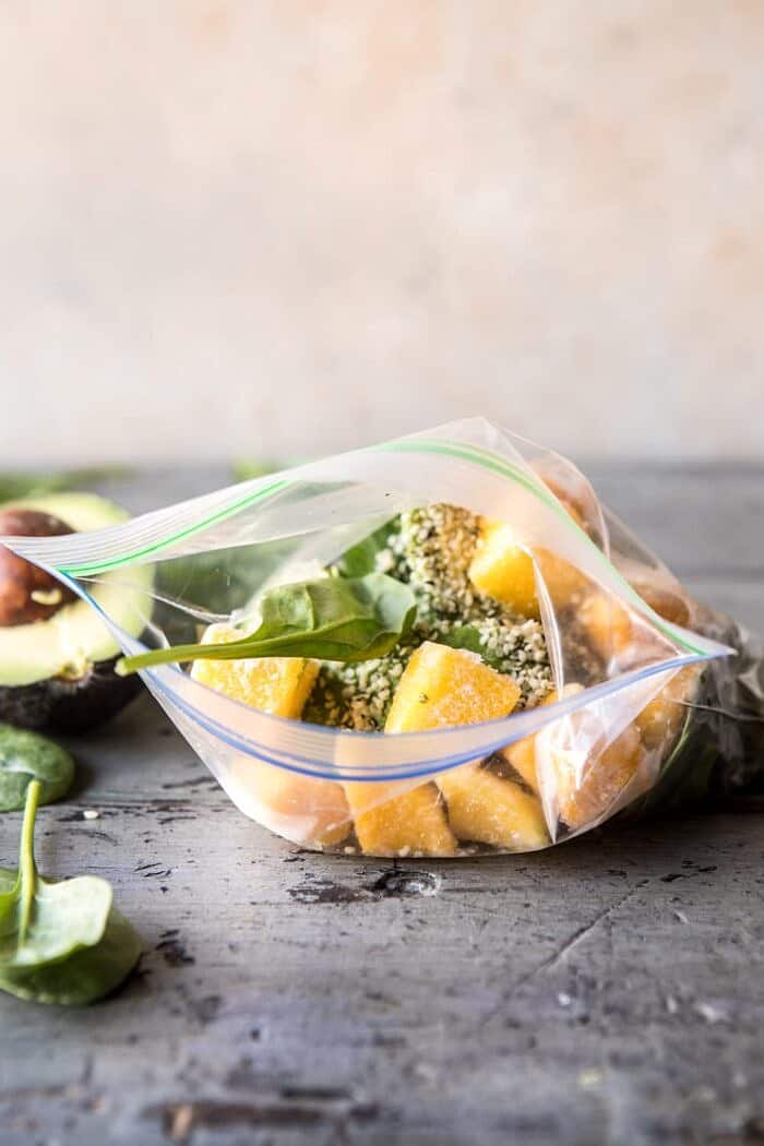 2 Minute Green Smoothie | halfbakedharvest.com #smoothie #mealprep #recipes #healthy