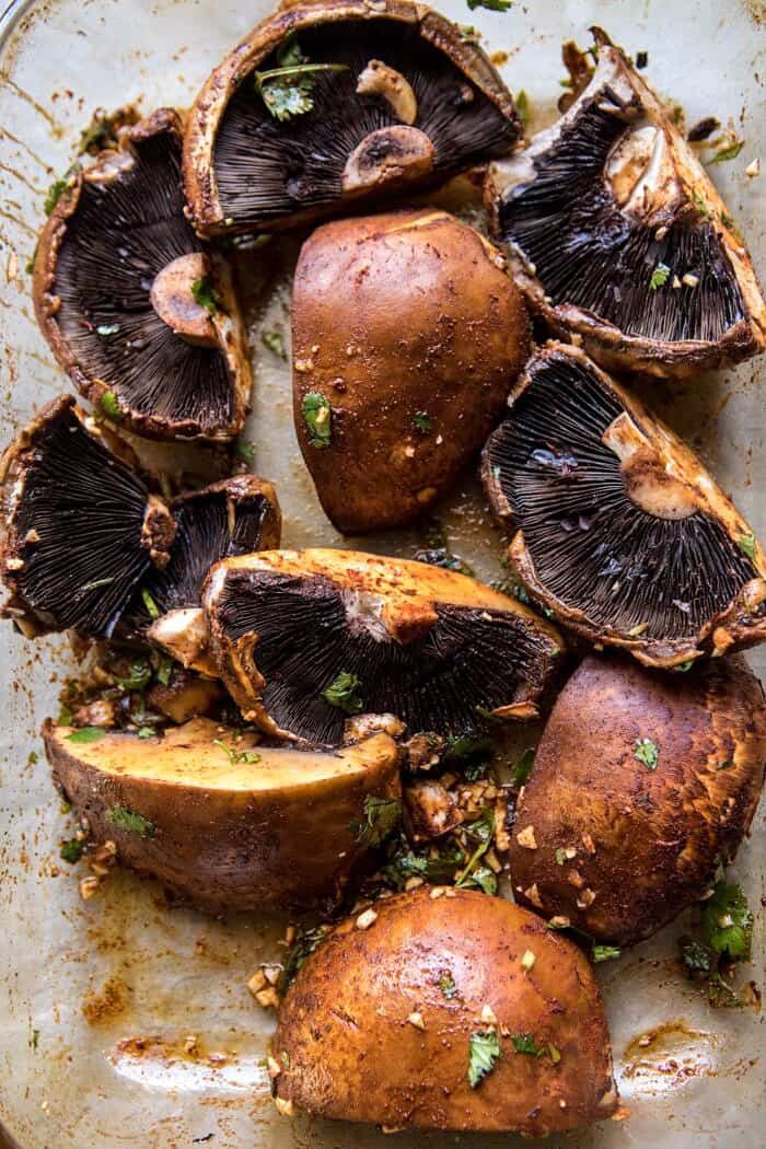 Asada Mushroom Tacos with Lime Smashed Avocado | halfbakedharvest.com #tacos #healthy #dinner #mexican