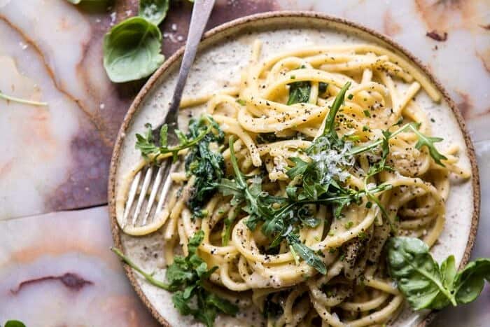 Cacio e Pepe with Arugula and Lemon | halfbakedharvest.com #pasta #easy #recipes