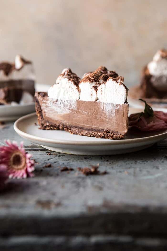 Dark Chocolate Chiffon Pie | halfbakedhavrest.com #chocolate #pie #dessert