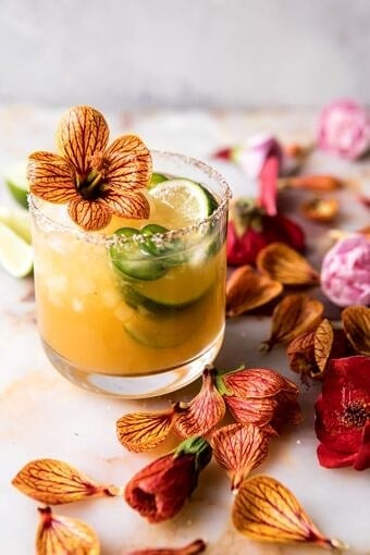 Spicy Gingered Mango Margarita | halfbakedharvest.com #cincodemayo #drinks #mexican