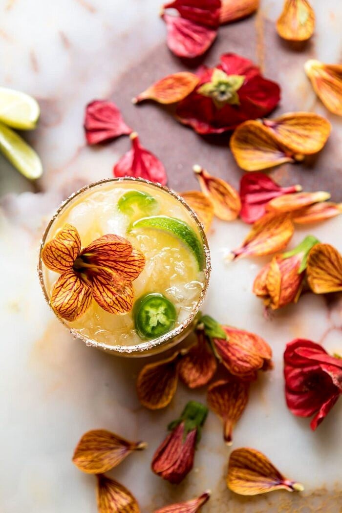 Spicy Gingered Mango Margarita | halfbakedharvest.com #cincodemayo #drinks #mexican