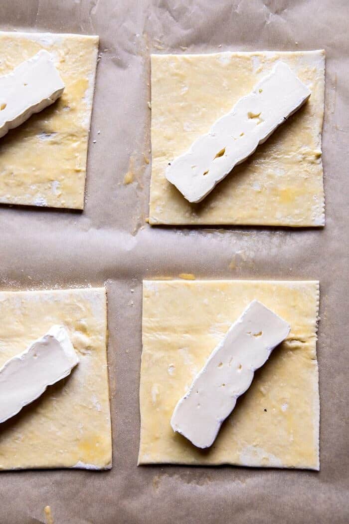 overhead prep photo of pastry with brie