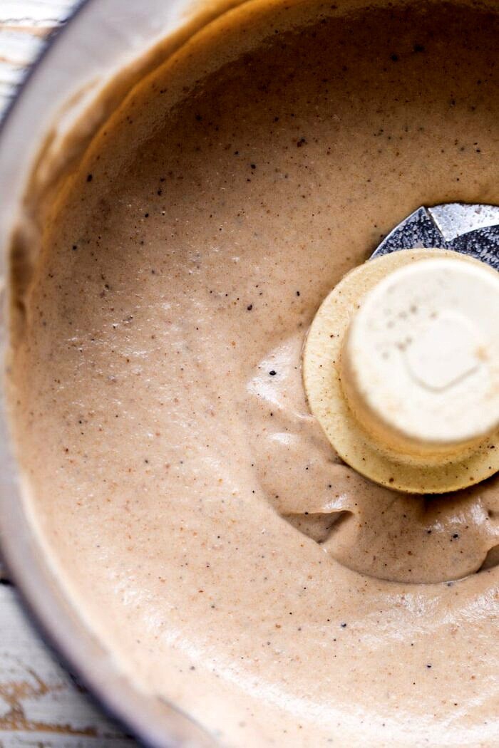 Chocolate Coconut Latte Fudge Popsicles | halfbakedharvest.com #icecream #popsicle #chocolate #healthy overhead photo of coconut cashew base for popsicles