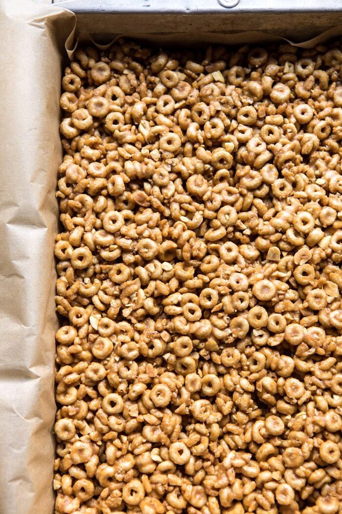 raw prep photo of Peanut Butter and Honey Cheerio Bars 