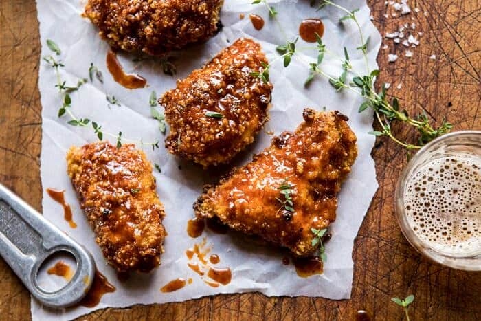 Oven Fried Southern Hot Honey Chicken | halfbakedharvest.com #chicken #healthy #recipes #easy horizontal photo of Oven Fried Southern Hot Honey Chicken