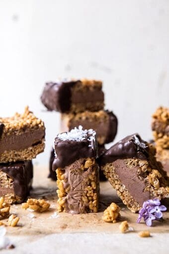 6 Ingredient Rice Krispie Treat Chocolate Ice Cream Sandwiches | halfbakedharvest.com #icecream #easyrecipes #chocolate