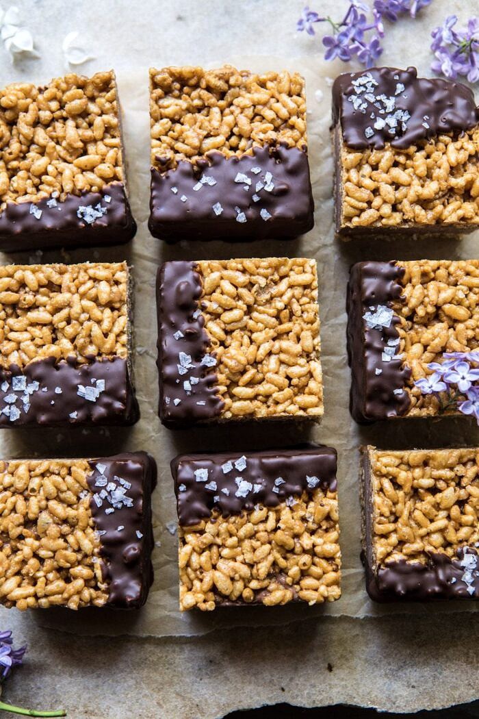 6 Ingredient Rice Krispie Treat Chocolate Ice Cream Sandwiches | halfbakedharvest.com #icecream #easyrecipes #chocolate