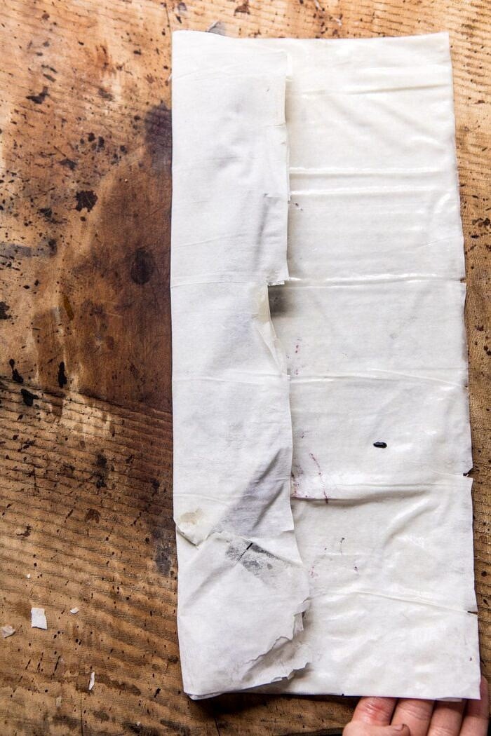 folding the phyllo dough