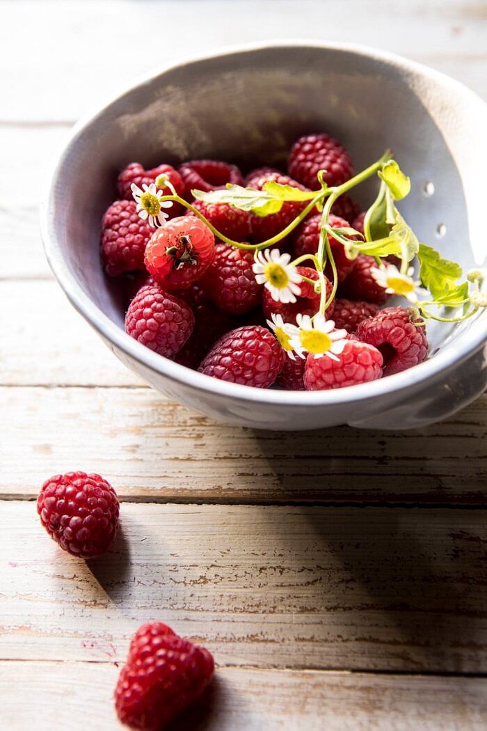 Buttery Raspberry Crumble Bars | halfbakedharvest.com #raspberry #dessert #summer #backtoschool #easyrecipes raw photo of raspberries