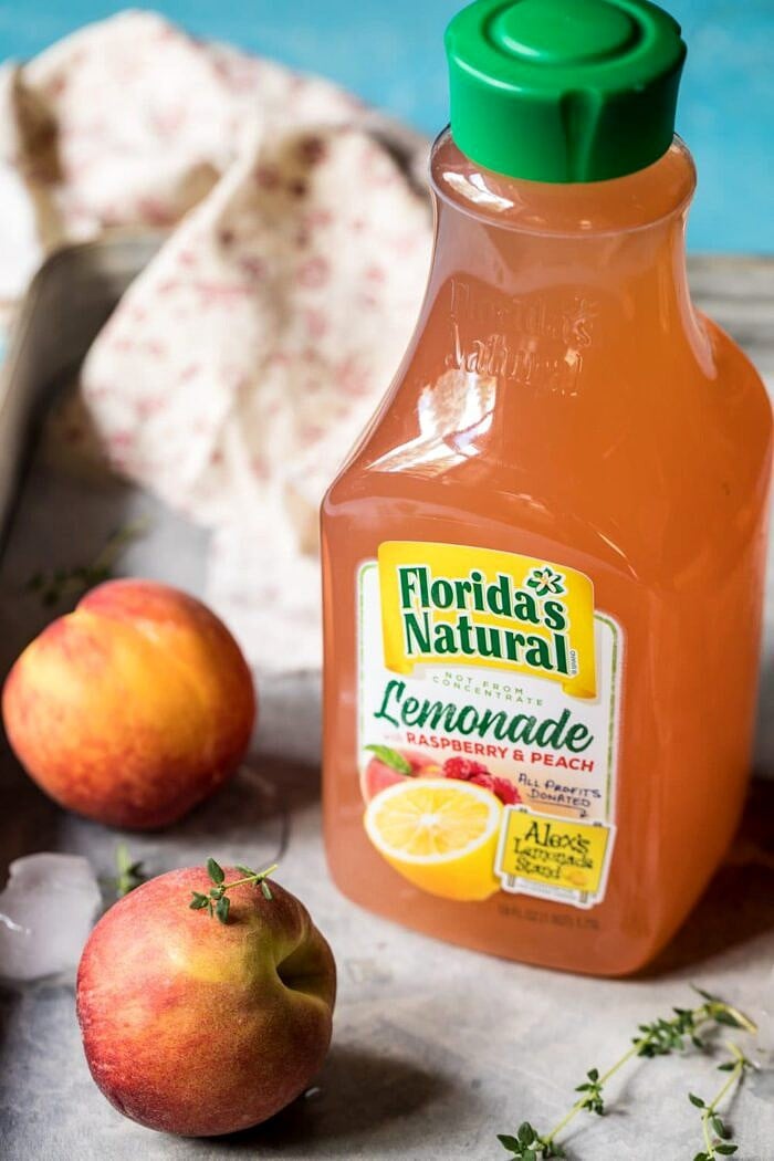 Sweet Bourbon Peach Lemonade | halfbakedharvest.com #peaches #bourbon #lemonade floridas natural lemonade bottle