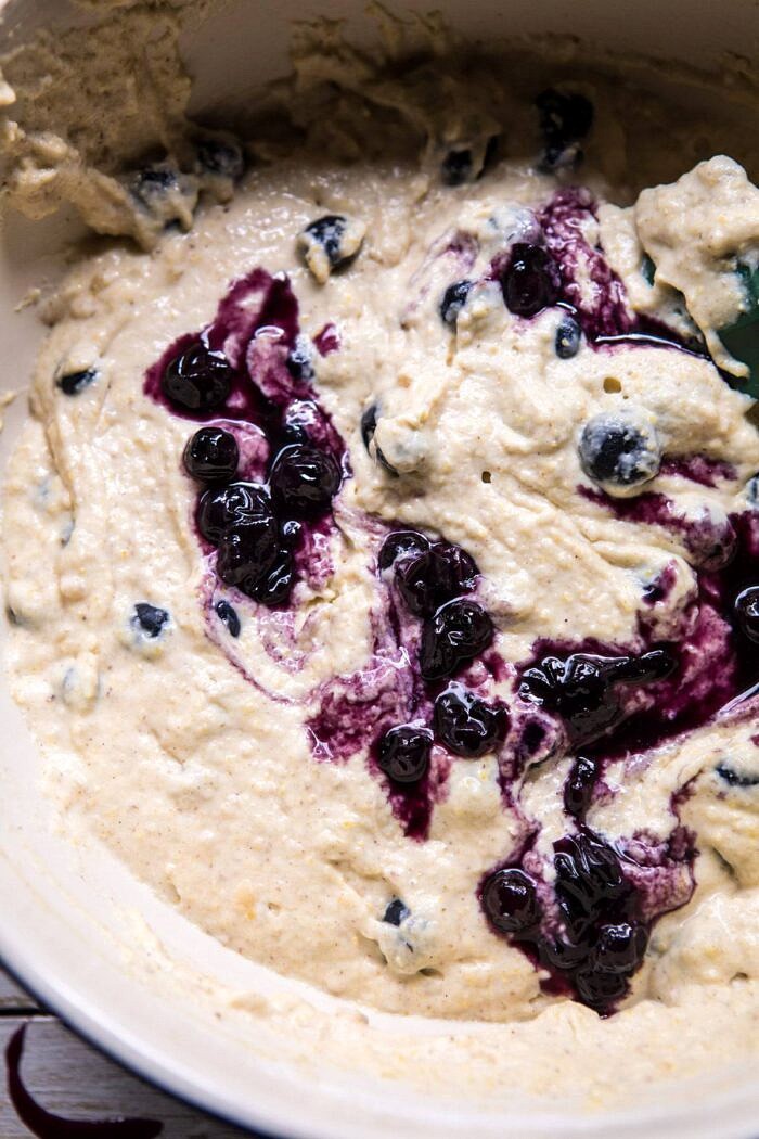 overhead photo of waffles batter