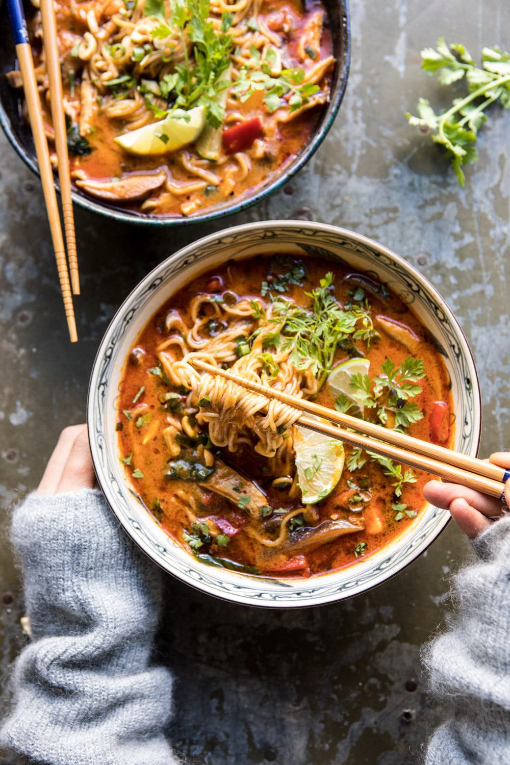 20 Minute Thai Peanut Chicken Ramen | halfbakedharvest.com #soup #instantpot #ramen #fallrecipes
