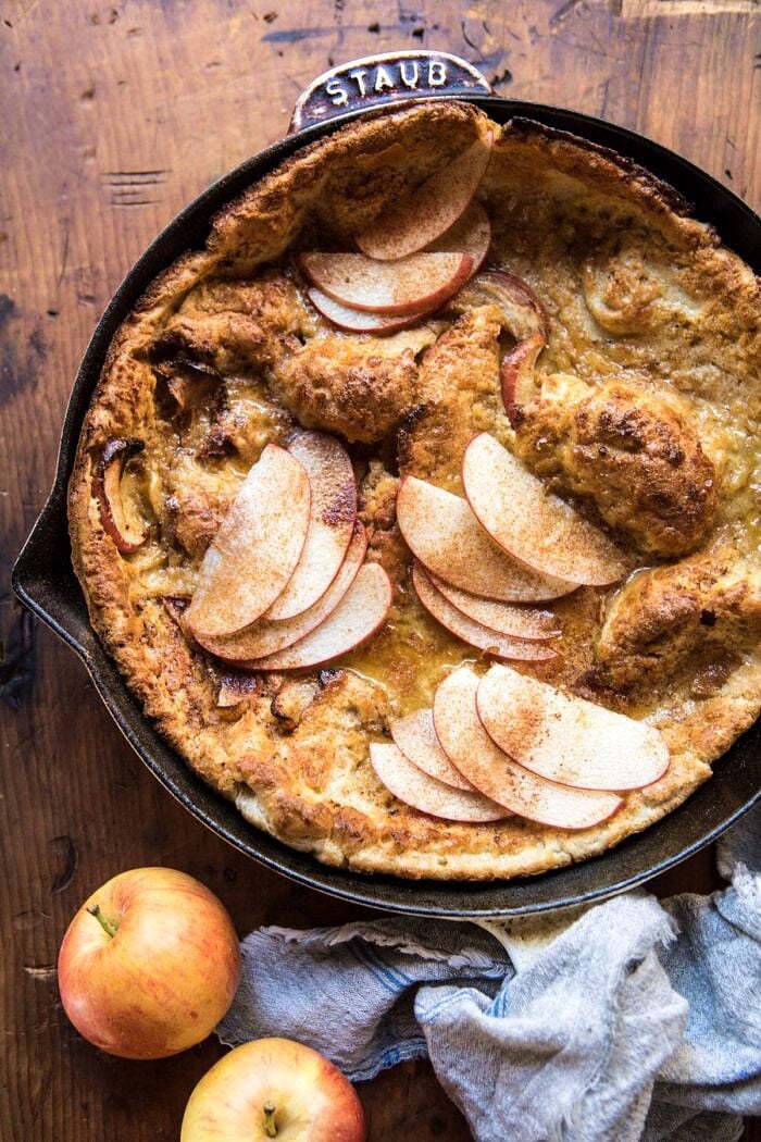 overhead photo of Cinnamon Apple Puffed Pancake 