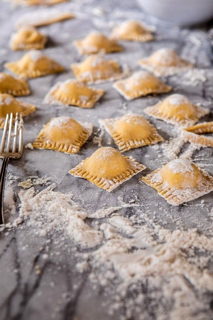 Herby Buttered Balsamic Mushroom Ravioli | halfbakedharvest.com #mushrooms #italian #ravioli #easyrecipes cheese ravioli