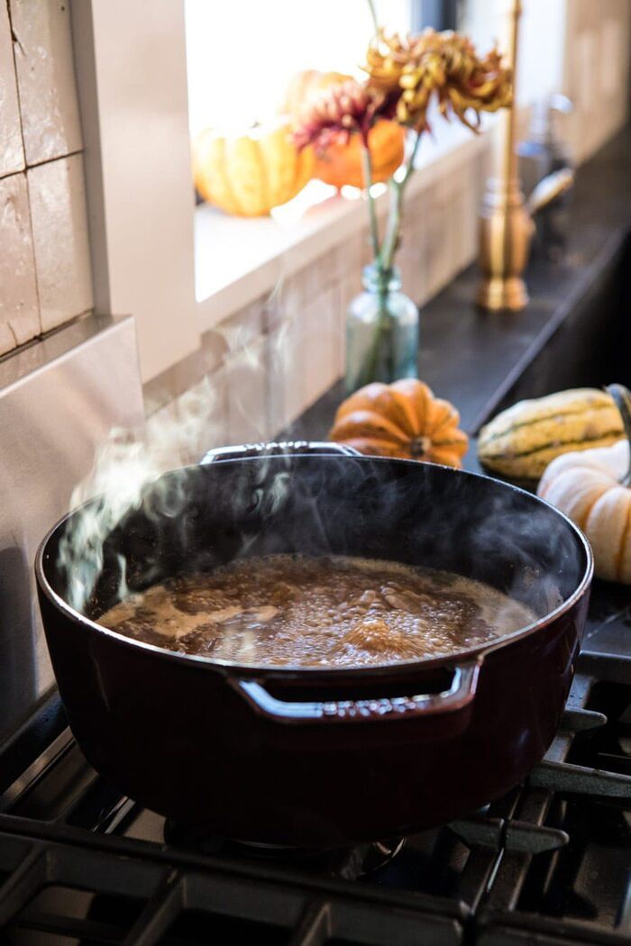 Herby French Shallot Soup on stove top