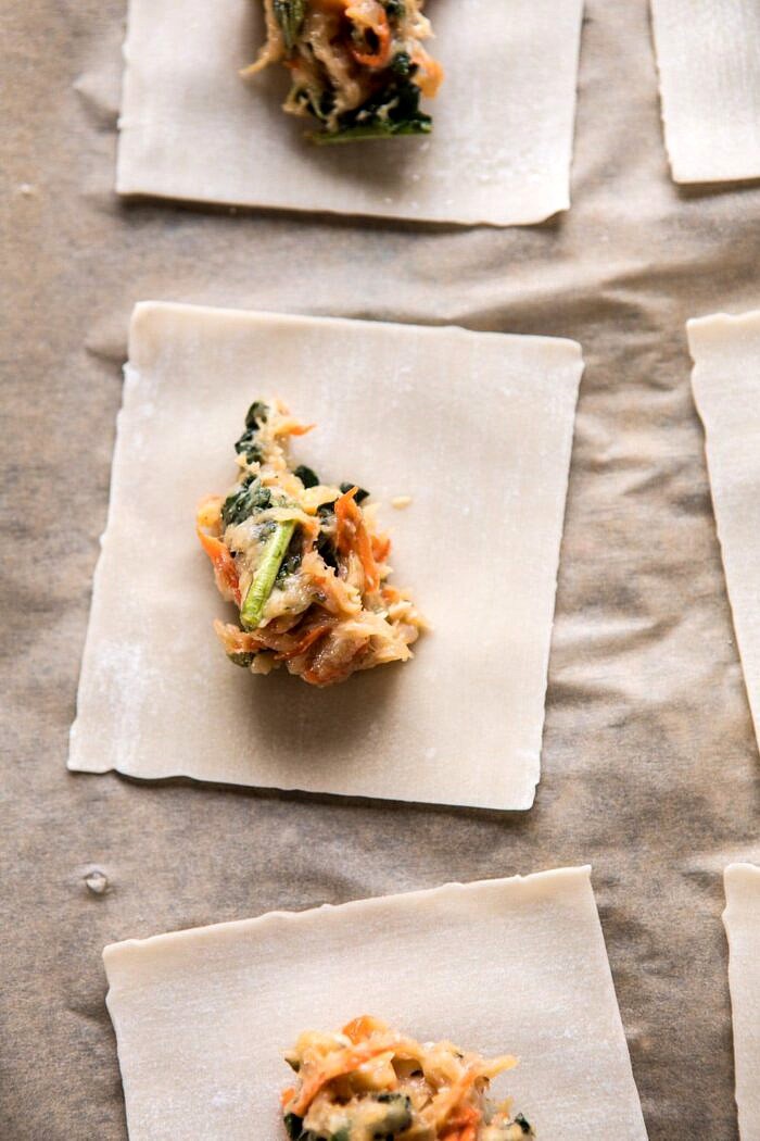 Ginger Sesame Chicken Potstickers with Sweet Chili Pomegranate Sauce | halfbakedharvest.com #asianrecipes #potstickers #dumplings #healthy Ginger Sesame Chicken Potsticker filling