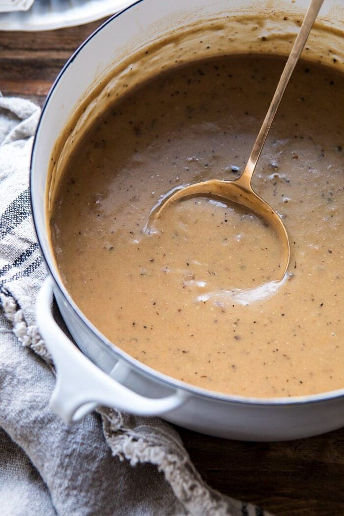 close up photo of Make Ahead White Wine Gravy