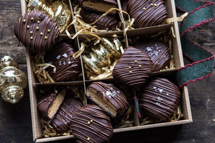 horizontal photo ofo Slice n' Bake Chocolate Covered Peanut Butter Cookies 