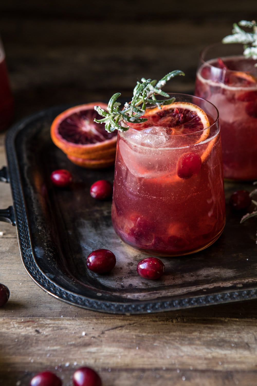 Spiced Cranberry Roseฬ Spritzers | halfbakedharvest.com #cocktails #thanksgiving #christmas #holiday #easyrecipes #punch