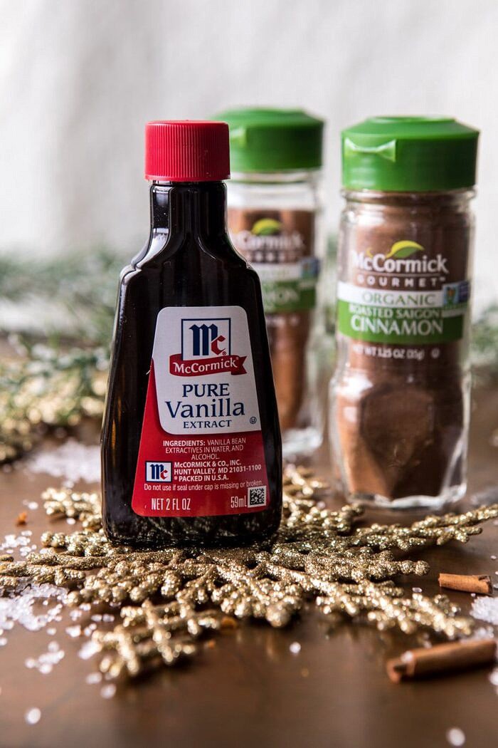 Gingerbread Cupcakes with Cinnamon Browned Butter Buttercream | halfbakedharvest.com #gingerbread #cupcakes #dessert #holiday #easyrecipes #christmas McCormick vanilla bottle