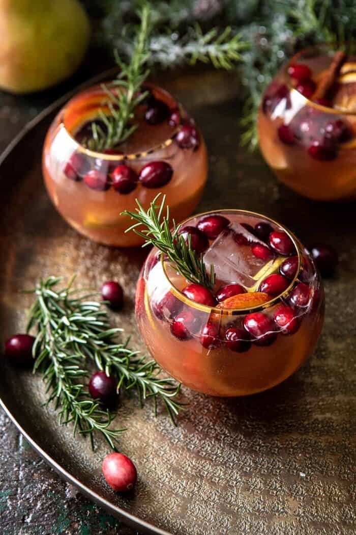 overhead photo of Holiday Pear Sangria 
