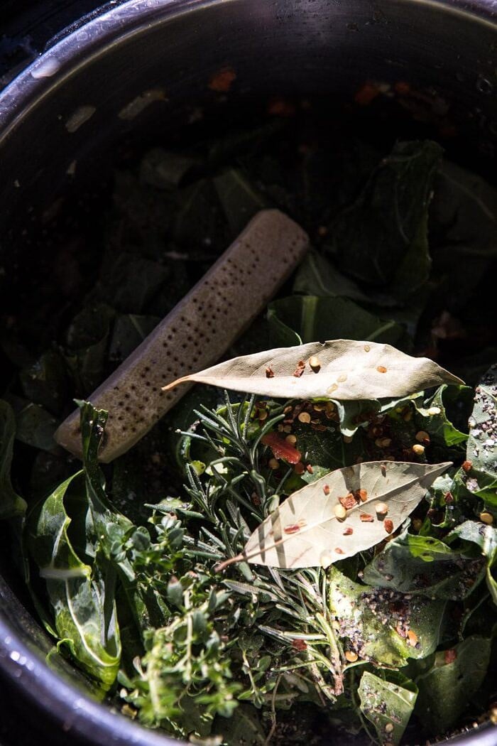 Instant Pot Pasta e Fagioli | halfbakedharvest.com #instantpot #soup #healthyrecipes Instant Pot Pasta e Fagioli in instant pot before cooking