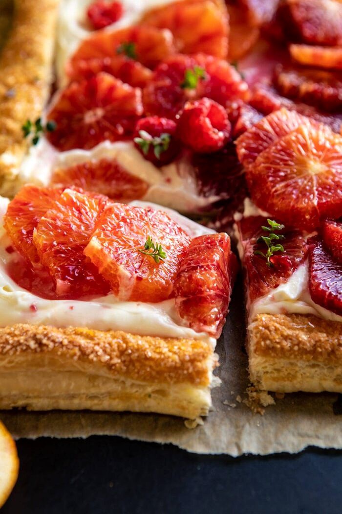 The Simplest Ombrè Citrus Cream Tart | halfbakedharvest.com #dessert #winter #citrus #healthyrecipes #easyrecipes