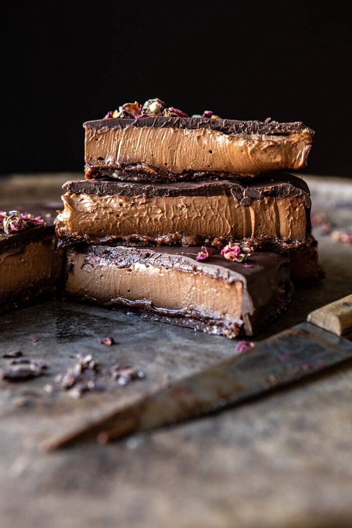 Vegan Triple Chocolate Mousse Cake | halfbakedharvest.com #chocolate #vegan #easyrecipes #dessert #cake #healthyrecipes